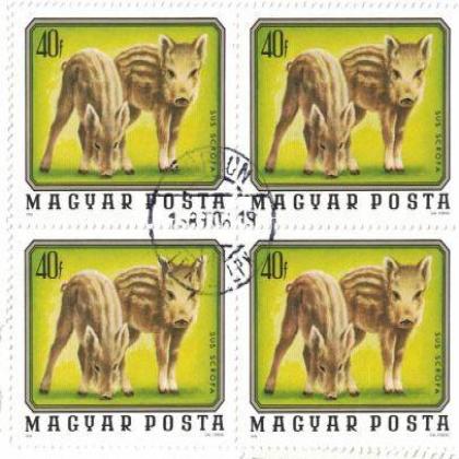 HUNGARY PIGLET THEME STAMP BLOCK