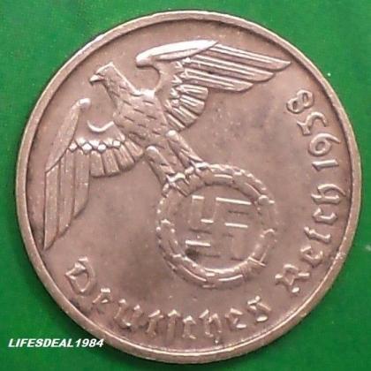 1938 A BERLIN MINT NAZI WORLD WAR HITLERs ERA 1 Reichpennig coin