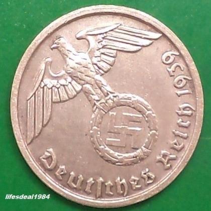 1939 A BERLIN MINT NAZI WORLD WAR HITLERs ERA 2 Reichpennig coin