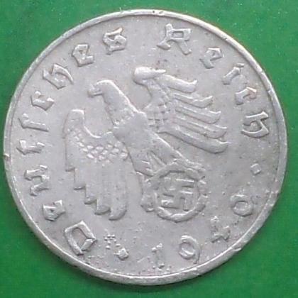 1940 D MUNICH MINT NAZI WORLD WAR HITLERs ERA 5 Reichpennig coin (a)