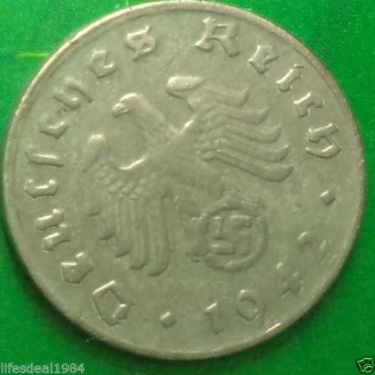 1942 A BERLIN MINT NAZI WORLD WAR HITLERs ERA 5 Reichpennig coin (b)