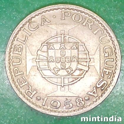 1958 PARTUGUESE INDIA Lisbon, Portugal mint 60 CENTAVOS ESCUDO COIN EF149