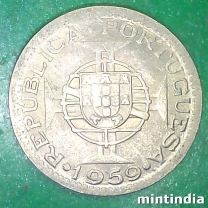 1959 PARTUGUESE INDIA Lisbon, Portugal mint 60 CENTAVOS ESCUDO COIN EF137