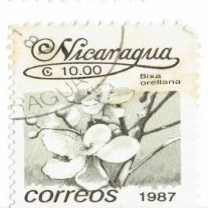 NICARGUA 1987 CORREOS BIXA ORELLANA FLOWER COMMEMORATIVE STAMP WS 8