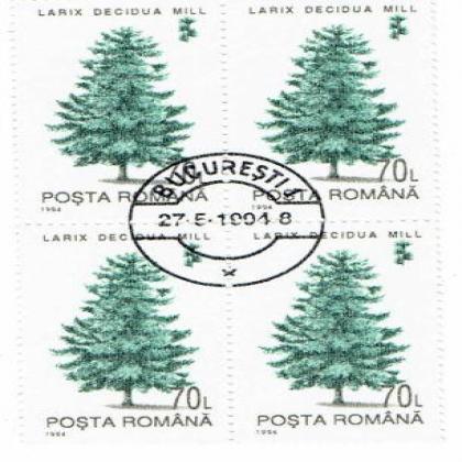 ROMANIA 1994 LARIX MILL TREE THEME BLOCK OF 4 STAMPS