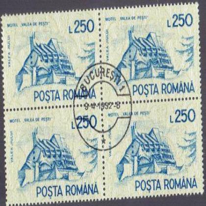 ROMANIA 250L MOTEL THEME BLOCK OF 4 STAMPS